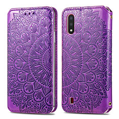 Funda de Cuero Cartera con Soporte Patron de Moda Carcasa S01D para Samsung Galaxy A01 SM-A015 Morado