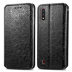 Funda de Cuero Cartera con Soporte Patron de Moda Carcasa S01D para Samsung Galaxy A01 SM-A015 Negro