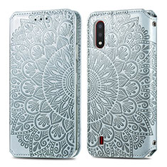 Funda de Cuero Cartera con Soporte Patron de Moda Carcasa S01D para Samsung Galaxy A01 SM-A015 Plata