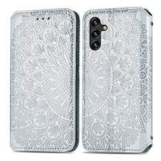 Funda de Cuero Cartera con Soporte Patron de Moda Carcasa S01D para Samsung Galaxy A04s Plata