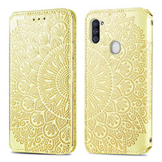 Funda de Cuero Cartera con Soporte Patron de Moda Carcasa S01D para Samsung Galaxy A11 Oro