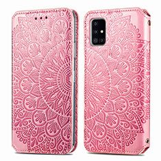 Funda de Cuero Cartera con Soporte Patron de Moda Carcasa S01D para Samsung Galaxy A51 4G Oro Rosa