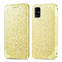 Funda de Cuero Cartera con Soporte Patron de Moda Carcasa S01D para Samsung Galaxy A71 4G A715 Oro