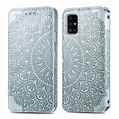 Funda de Cuero Cartera con Soporte Patron de Moda Carcasa S01D para Samsung Galaxy A71 4G A715 Plata