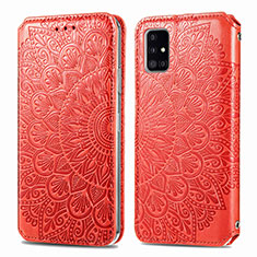 Funda de Cuero Cartera con Soporte Patron de Moda Carcasa S01D para Samsung Galaxy A71 5G Rojo