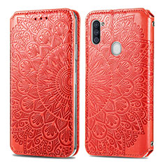 Funda de Cuero Cartera con Soporte Patron de Moda Carcasa S01D para Samsung Galaxy M11 Rojo
