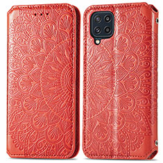 Funda de Cuero Cartera con Soporte Patron de Moda Carcasa S01D para Samsung Galaxy M32 4G Rojo