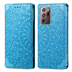 Funda de Cuero Cartera con Soporte Patron de Moda Carcasa S01D para Samsung Galaxy Note 20 Ultra 5G Azul