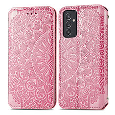 Funda de Cuero Cartera con Soporte Patron de Moda Carcasa S01D para Samsung Galaxy Quantum2 5G Oro Rosa