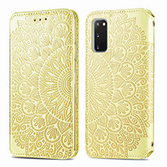 Funda de Cuero Cartera con Soporte Patron de Moda Carcasa S01D para Samsung Galaxy S20 5G Oro