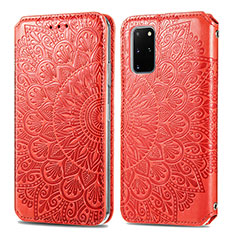 Funda de Cuero Cartera con Soporte Patron de Moda Carcasa S01D para Samsung Galaxy S20 Plus 5G Rojo