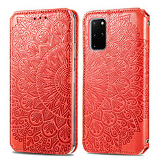 Funda de Cuero Cartera con Soporte Patron de Moda Carcasa S01D para Samsung Galaxy S20 Plus Rojo