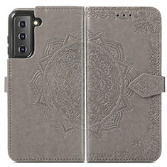 Funda de Cuero Cartera con Soporte Patron de Moda Carcasa S01D para Samsung Galaxy S24 5G Gris