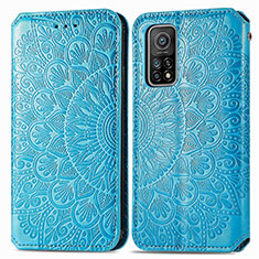 Funda de Cuero Cartera con Soporte Patron de Moda Carcasa S01D para Xiaomi Mi 10T 5G Azul