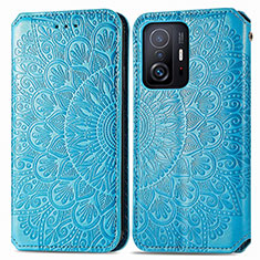 Funda de Cuero Cartera con Soporte Patron de Moda Carcasa S01D para Xiaomi Mi 11T Pro 5G Azul