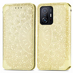 Funda de Cuero Cartera con Soporte Patron de Moda Carcasa S01D para Xiaomi Mi 11T Pro 5G Oro