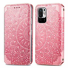 Funda de Cuero Cartera con Soporte Patron de Moda Carcasa S01D para Xiaomi POCO M3 Pro 5G Oro Rosa