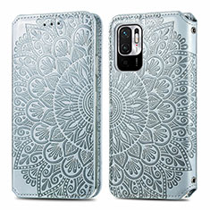 Funda de Cuero Cartera con Soporte Patron de Moda Carcasa S01D para Xiaomi POCO M3 Pro 5G Plata