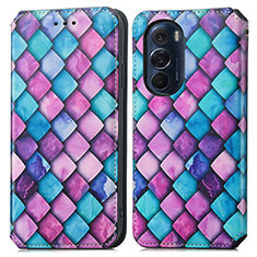 Funda de Cuero Cartera con Soporte Patron de Moda Carcasa S02D para Motorola Moto Edge Plus (2022) 5G Morado