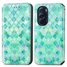 Funda de Cuero Cartera con Soporte Patron de Moda Carcasa S02D para Motorola Moto Edge Plus (2022) 5G Verde