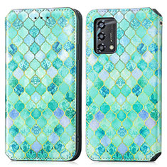 Funda de Cuero Cartera con Soporte Patron de Moda Carcasa S02D para Oppo A95 4G Verde