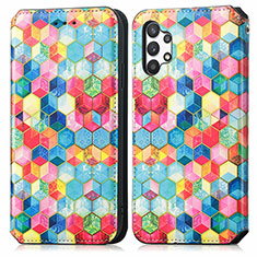 Funda de Cuero Cartera con Soporte Patron de Moda Carcasa S02D para Samsung Galaxy M32 5G Multicolor