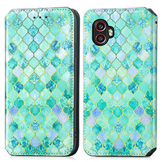 Funda de Cuero Cartera con Soporte Patron de Moda Carcasa S02D para Samsung Galaxy XCover 6 Pro 5G Verde