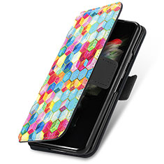 Funda de Cuero Cartera con Soporte Patron de Moda Carcasa S02D para Samsung Galaxy Z Fold4 5G Multicolor