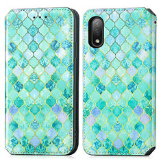 Funda de Cuero Cartera con Soporte Patron de Moda Carcasa S02D para Sony Xperia Ace II Verde