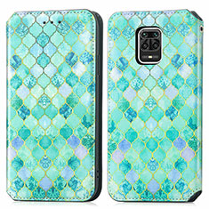 Funda de Cuero Cartera con Soporte Patron de Moda Carcasa S02D para Xiaomi Redmi Note 9 Pro Verde