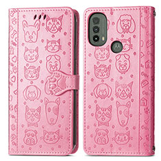 Funda de Cuero Cartera con Soporte Patron de Moda Carcasa S03D para Motorola Moto E30 Rosa