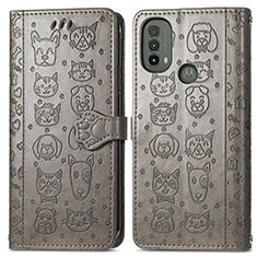 Funda de Cuero Cartera con Soporte Patron de Moda Carcasa S03D para Motorola Moto E40 Gris