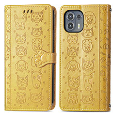 Funda de Cuero Cartera con Soporte Patron de Moda Carcasa S03D para Motorola Moto Edge 20 Lite 5G Amarillo