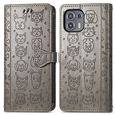 Funda de Cuero Cartera con Soporte Patron de Moda Carcasa S03D para Motorola Moto Edge 20 Lite 5G Gris