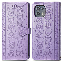 Funda de Cuero Cartera con Soporte Patron de Moda Carcasa S03D para Motorola Moto Edge 20 Lite 5G Morado