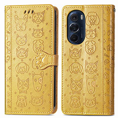 Funda de Cuero Cartera con Soporte Patron de Moda Carcasa S03D para Motorola Moto Edge Plus (2022) 5G Amarillo