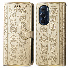 Funda de Cuero Cartera con Soporte Patron de Moda Carcasa S03D para Motorola Moto Edge Plus (2022) 5G Oro