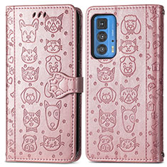 Funda de Cuero Cartera con Soporte Patron de Moda Carcasa S03D para Motorola Moto Edge S Pro 5G Oro Rosa