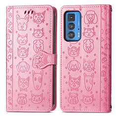 Funda de Cuero Cartera con Soporte Patron de Moda Carcasa S03D para Motorola Moto Edge S Pro 5G Rosa