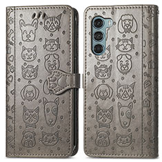 Funda de Cuero Cartera con Soporte Patron de Moda Carcasa S03D para Motorola Moto Edge S30 5G Gris