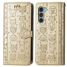 Funda de Cuero Cartera con Soporte Patron de Moda Carcasa S03D para Motorola Moto Edge S30 5G Oro