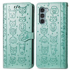 Funda de Cuero Cartera con Soporte Patron de Moda Carcasa S03D para Motorola Moto Edge S30 5G Verde