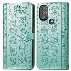 Funda de Cuero Cartera con Soporte Patron de Moda Carcasa S03D para Motorola Moto G Power (2022) Verde