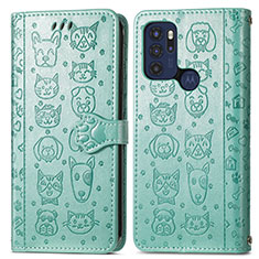 Funda de Cuero Cartera con Soporte Patron de Moda Carcasa S03D para Motorola Moto G60s Verde