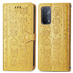 Funda de Cuero Cartera con Soporte Patron de Moda Carcasa S03D para OnePlus Nord N200 5G Amarillo