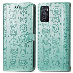 Funda de Cuero Cartera con Soporte Patron de Moda Carcasa S03D para Oppo A55S 5G Verde