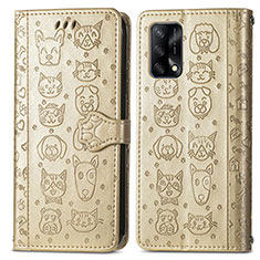 Funda de Cuero Cartera con Soporte Patron de Moda Carcasa S03D para Oppo A95 4G Oro