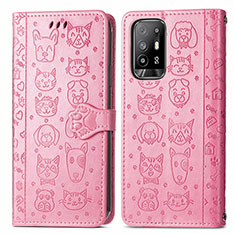 Funda de Cuero Cartera con Soporte Patron de Moda Carcasa S03D para Oppo F19 Pro+ Plus 5G Rosa