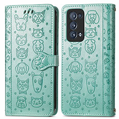 Funda de Cuero Cartera con Soporte Patron de Moda Carcasa S03D para Oppo Reno6 Pro+ Plus 5G Verde