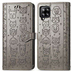 Funda de Cuero Cartera con Soporte Patron de Moda Carcasa S03D para Samsung Galaxy A42 5G Gris